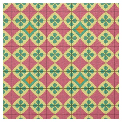 Colorful Geometric Pattern with Symmetrical Tile Fabric