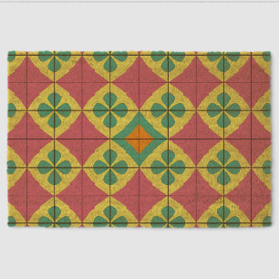 Colorful Geometric Pattern with Symmetrical Tile Fiber Doormat