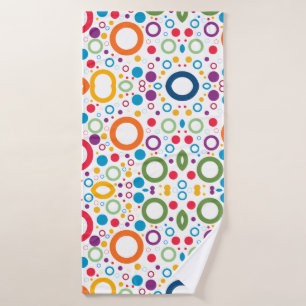 Colorful Geometric Pattern With Symmetry White Bath Towel