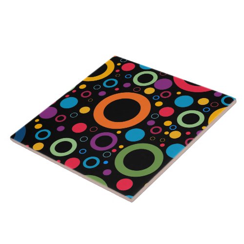 Colorful Geometric Pattern With Symmetry White Ceramic Tile
