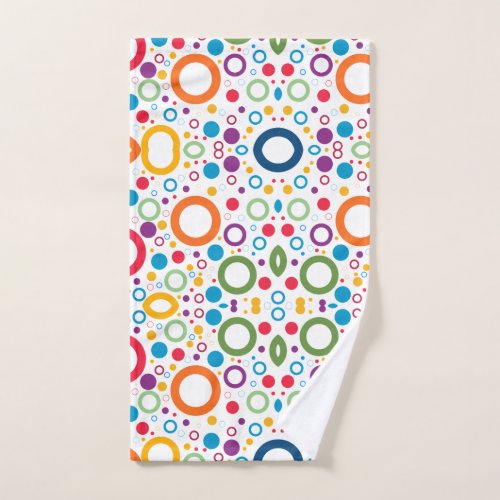Colorful Geometric Pattern With Symmetry White Hand Towel