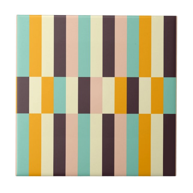 Colorful geometric pattern with vertical stripes  ceramic tile (Front)
