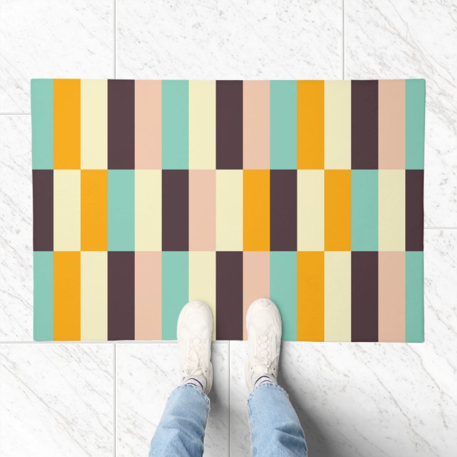 Colorful geometric pattern with vertical stripes  doormat (Indoor)