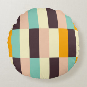 Colorful geometric pattern with vertical stripes  round pillow
