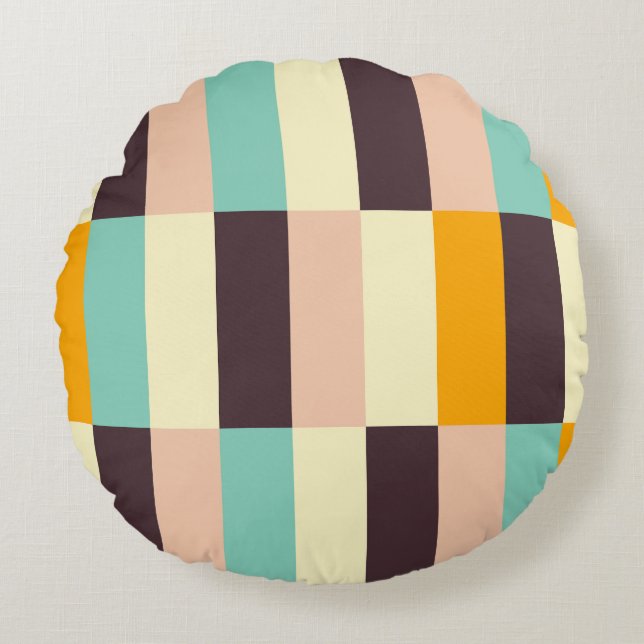 Colorful geometric pattern with vertical stripes  round pillow (Front)