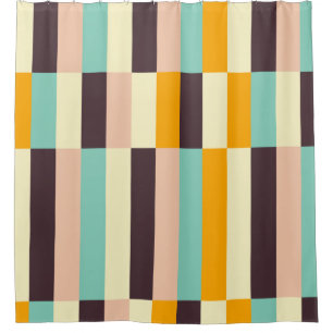 Colorful geometric pattern with vertical stripes shower curtain