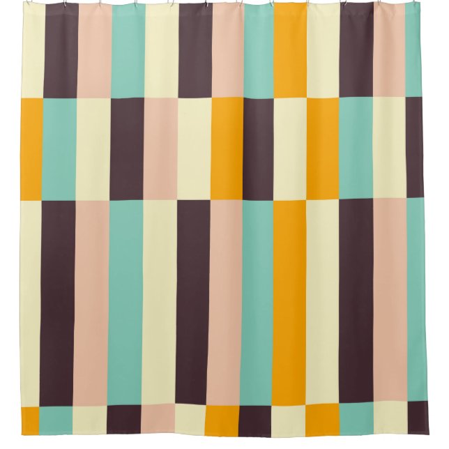 Colorful geometric pattern with vertical stripes  shower curtain (Front)