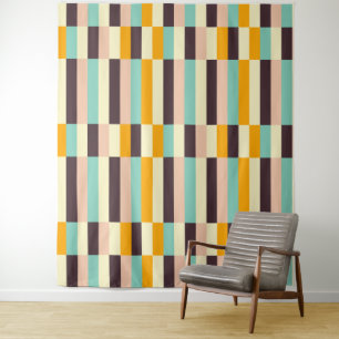 Colorful geometric pattern with vertical stripes tapestry