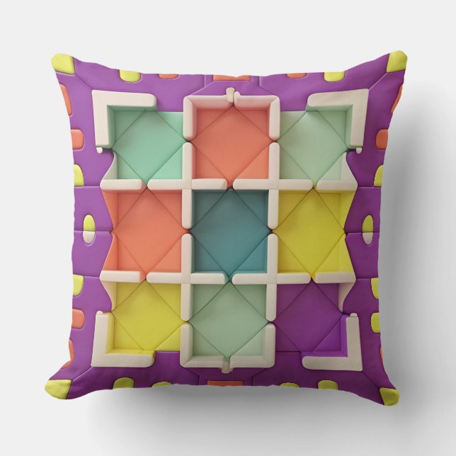 Colorful Geometric Pattern With Vibrant Shapes Throw Pillow (Front)