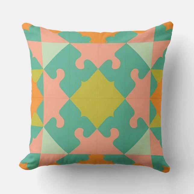 Colorful Geometric Pattern With Vibrant Shapes Throw Pillow (Front)