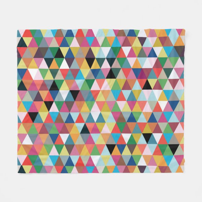 Colorful Geometric Patterned Fleece Blanket (Front (Horizontal))