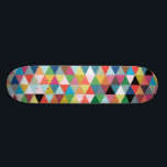 Colorful Geometric Patterned Skateboard<br><div class="desc">This Colorful Geometric Patterned Skateboard is as bold as you are. The design is reminiscent of peering through a kaleidoscope. This design contains every color of the rainbow,  and then some!</div>