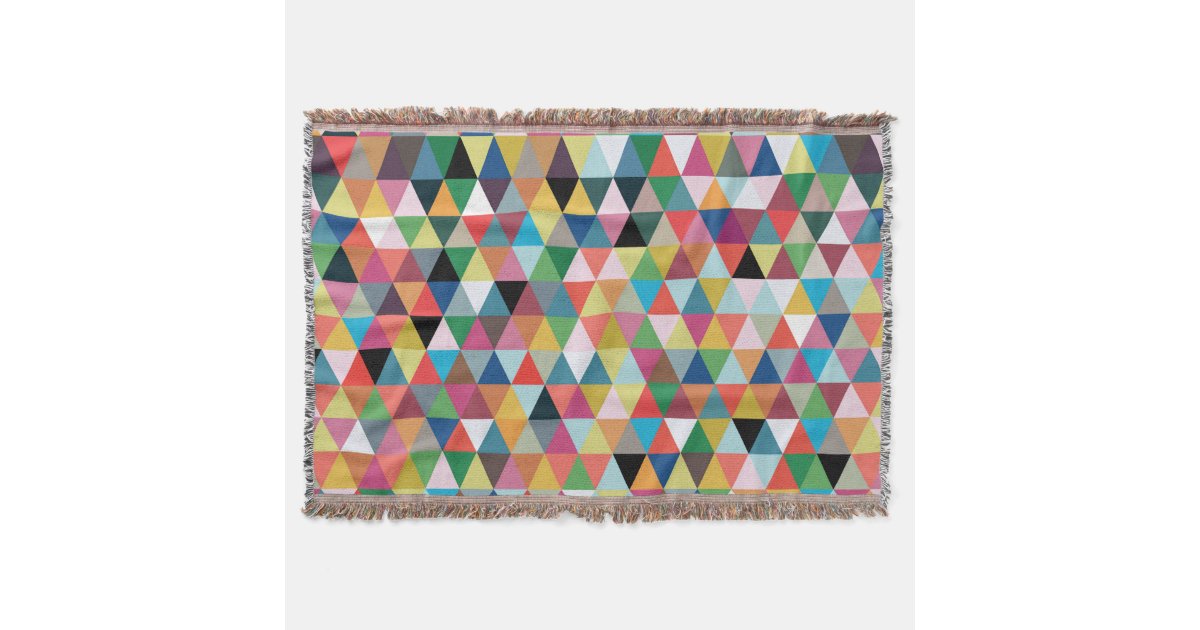 Geometric Patterned Throw Blanket With Natural Materials