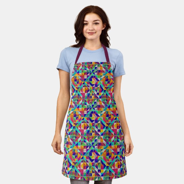 Colorful Geometric Patterns Apron (Worn)