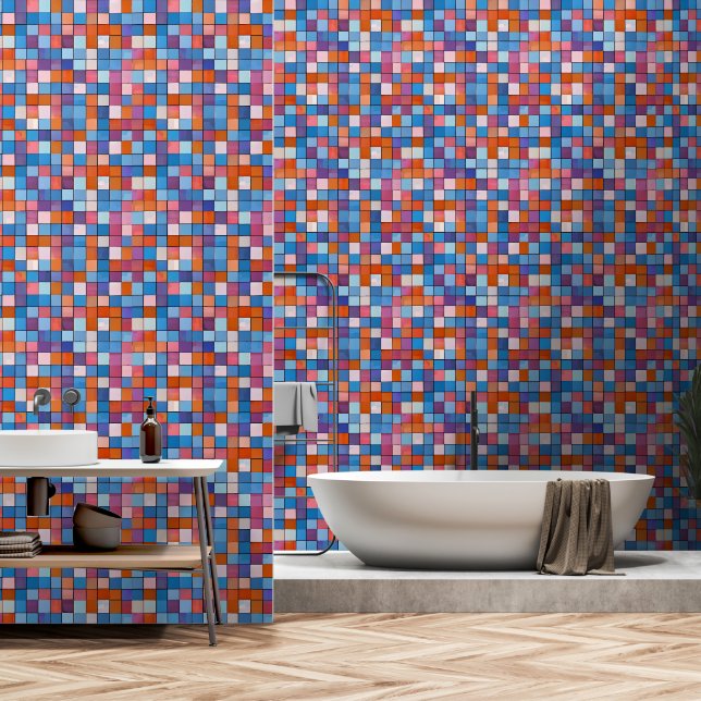 Colorful Geometric Patterns Wallpaper (Bathroom)