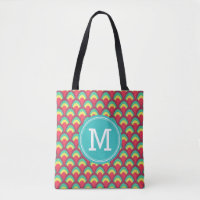 Colorful Geometric Personalize Name Monogram Tote Bag