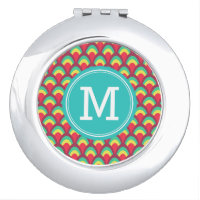 Colorful Geometric Personalize with Monogram Compact Mirror