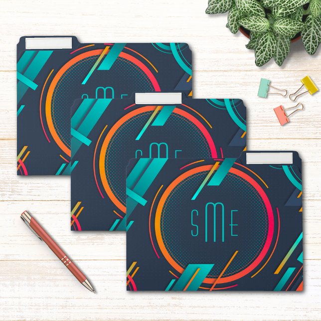 Colorful Geometric Personalized Monogram File Folder (Creator Uploaded)
