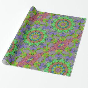 Colorful Geometric Pink Purple Green Christmas Wrapping Paper