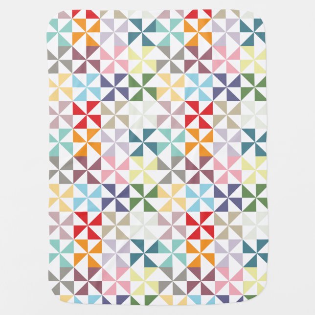 Colorful Geometric Pinwheel Baby Blanket (Front)
