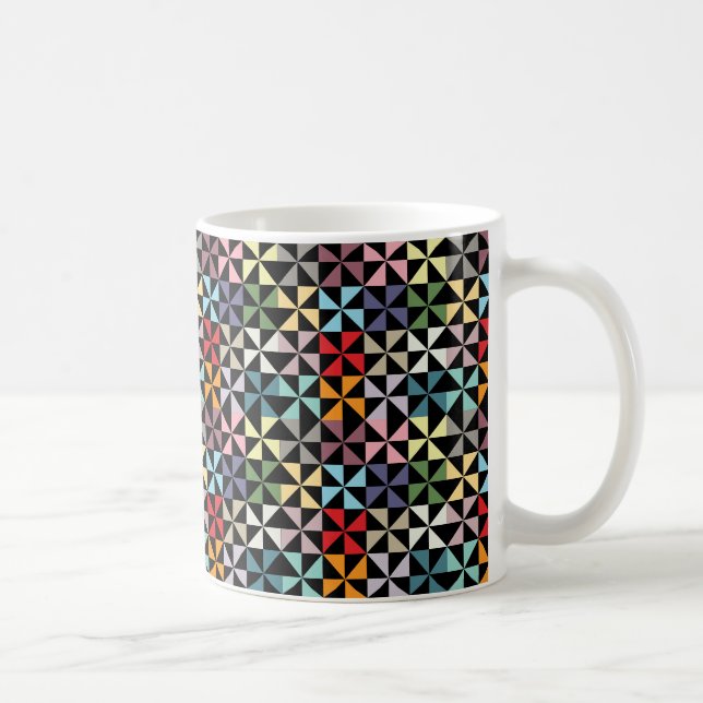 Colorful Geometric Pinwheel Black Coffee Mug (Right)