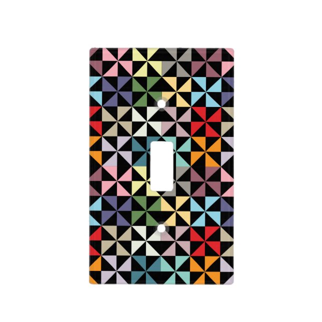 Colorful Geometric Pinwheel Black Light Switch Cover (Front)