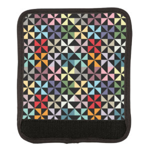 Colorful Geometric Pinwheel Black Luggage Handle Wrap