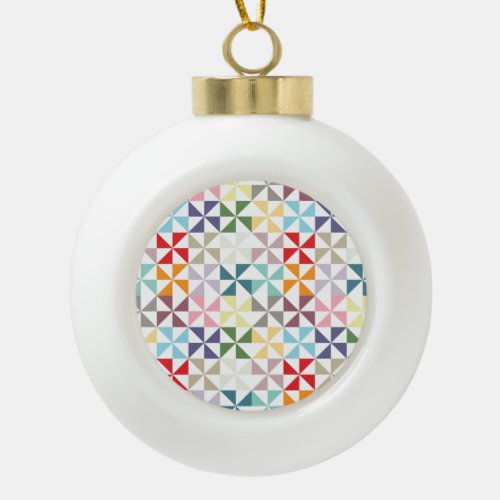 Colorful Geometric Pinwheel Ceramic Ball Christmas Ornament