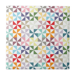 Colorful Geometric Pinwheel Ceramic Tile