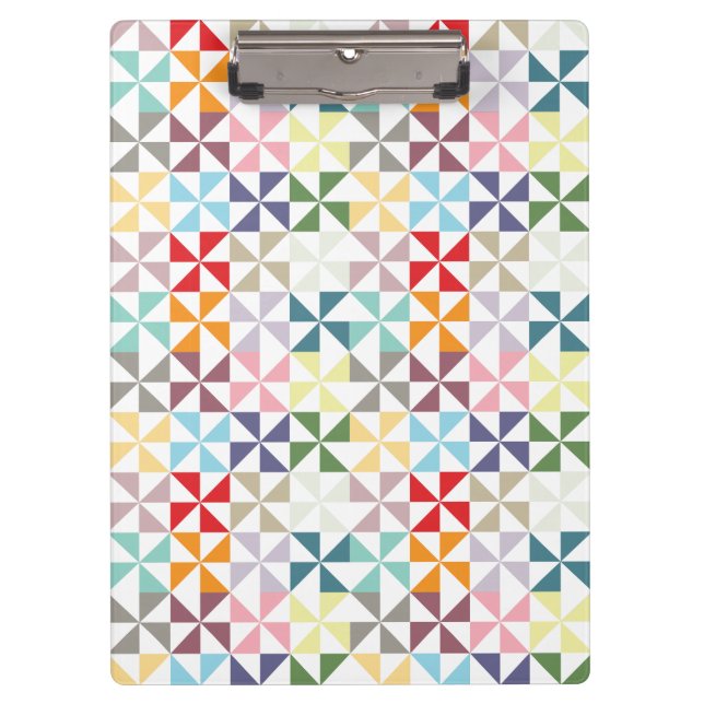 Colorful Geometric Pinwheel Clipboard (Front)