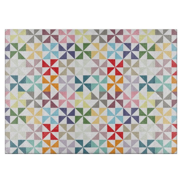 Colorful Geometric Pinwheel Cutting Board (Front)