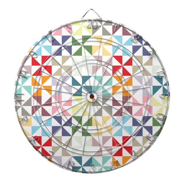 Colorful Geometric Pinwheel Dart Board (Front)