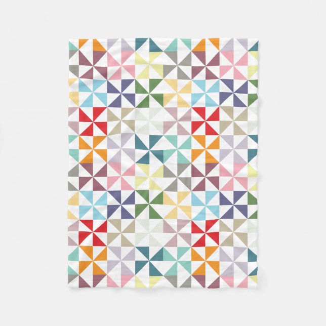 Colorful Geometric Pinwheel Fleece Blanket (Front)