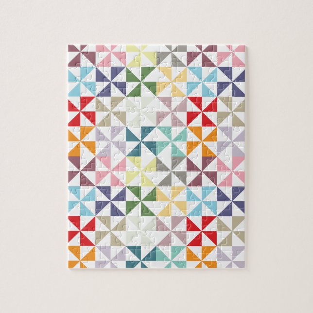 Colorful Geometric Pinwheel Jigsaw Puzzle (Vertical)
