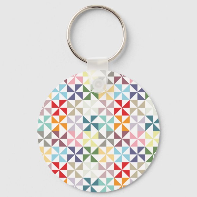 Colorful Geometric Pinwheel Keychain (Front)