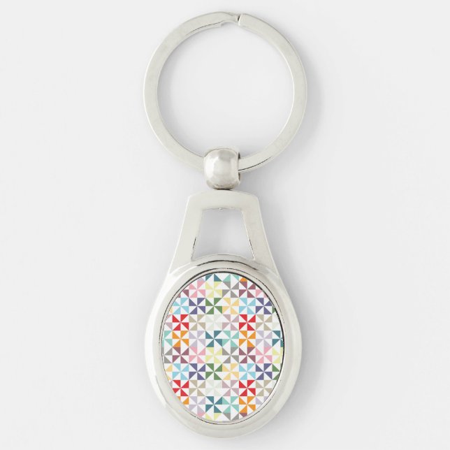 Colorful Geometric Pinwheel Keychain (Front)