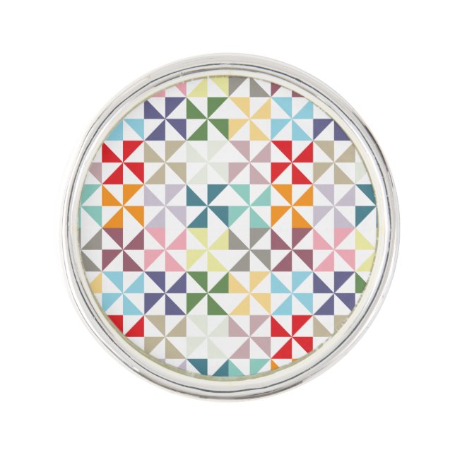 Colorful Geometric Pinwheel Lapel Pin (Front)