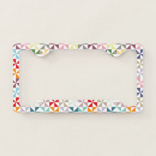 Colorful Geometric Pinwheel License Plate Frame