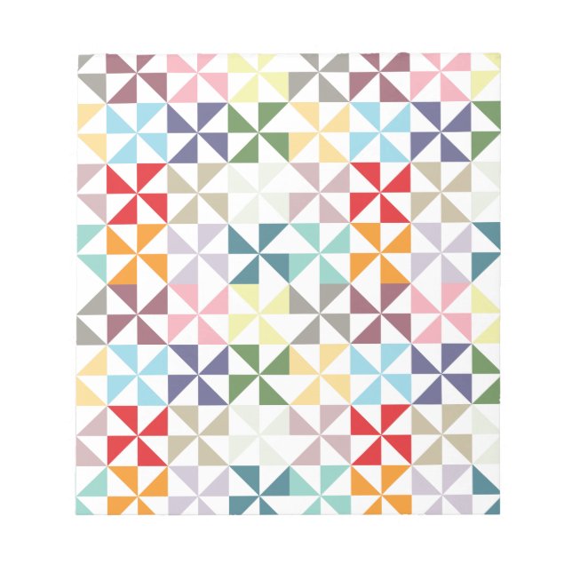 Colorful Geometric Pinwheel Notepad (Front)