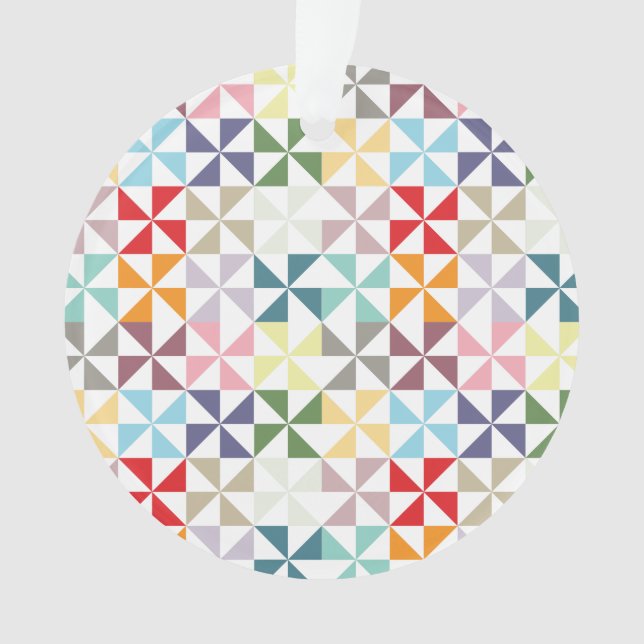 Colorful Geometric Pinwheel Ornament (Front)