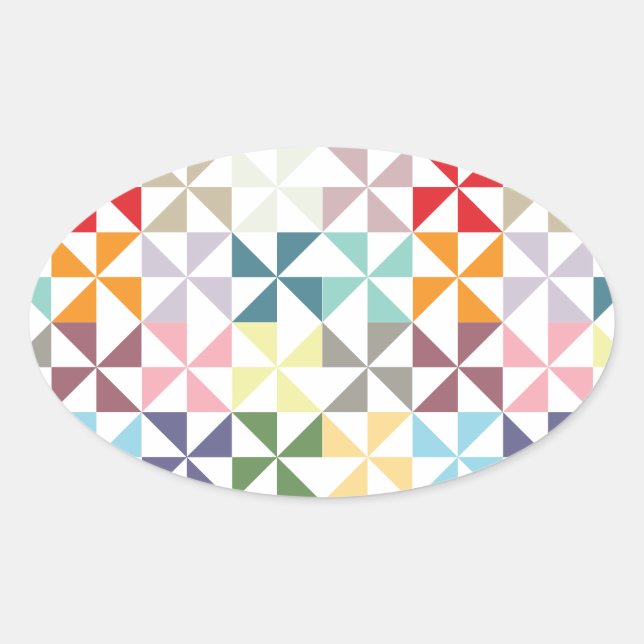 Colorful Geometric Pinwheel Oval Sticker (Front)
