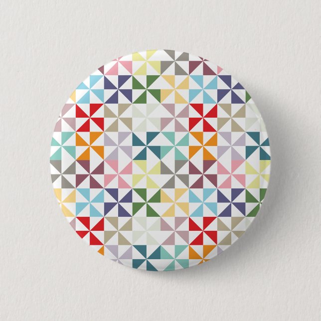 Colorful Geometric Pinwheel Pinback Button (Front)