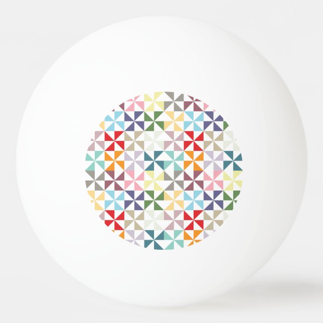 Colorful Geometric Pinwheel Ping Pong Ball (Front)