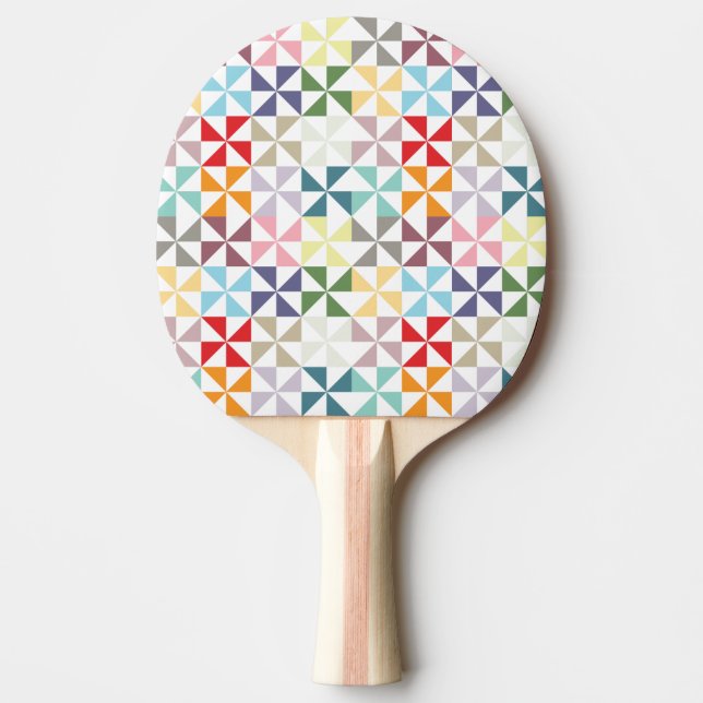 Colorful Geometric Pinwheel Ping Pong Paddle (Front)