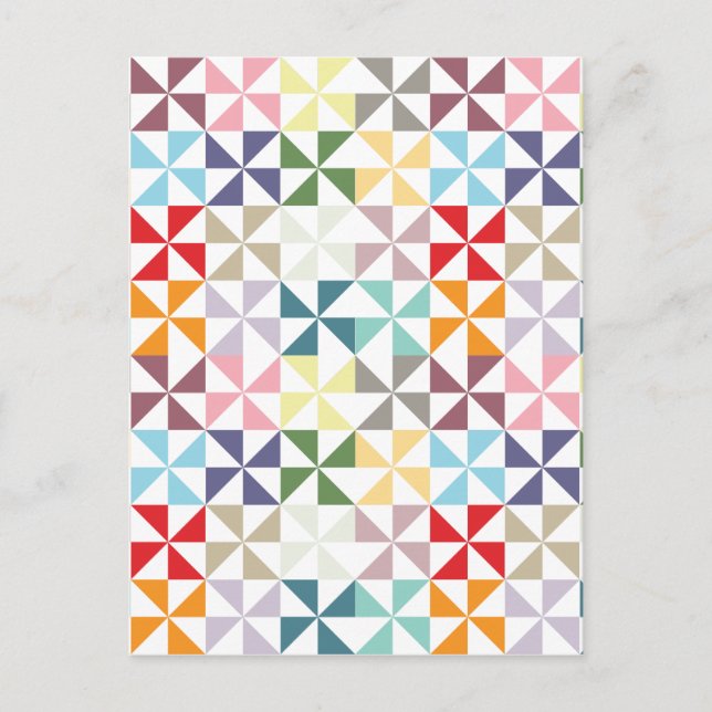 Colorful Geometric Pinwheel Postcard (Front)