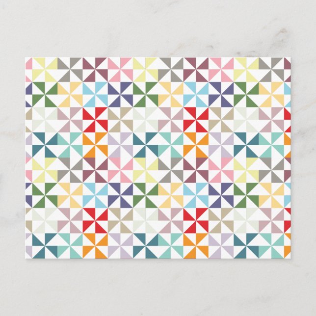 Colorful Geometric Pinwheel Postcard (Front)