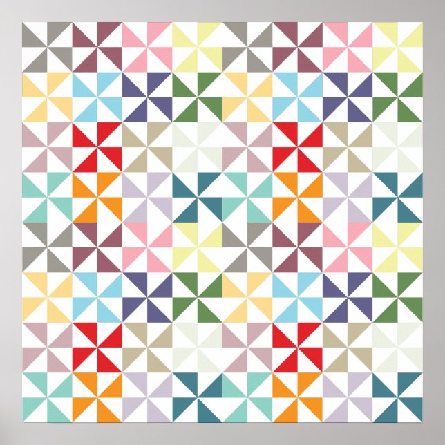 Colorful Geometric Pinwheel Poster (Front)