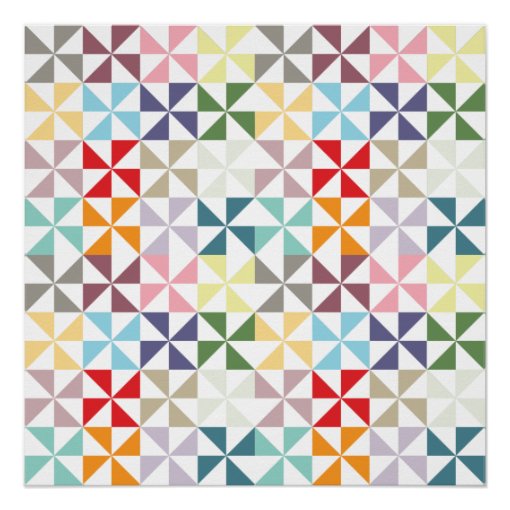 Colorful Geometric Pinwheel Poster | Zazzle