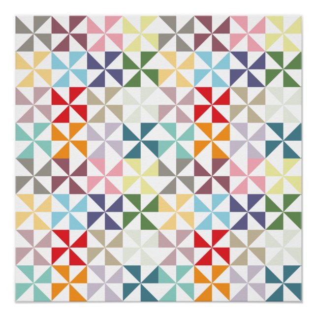 Colorful Geometric Pinwheel Poster (Front)