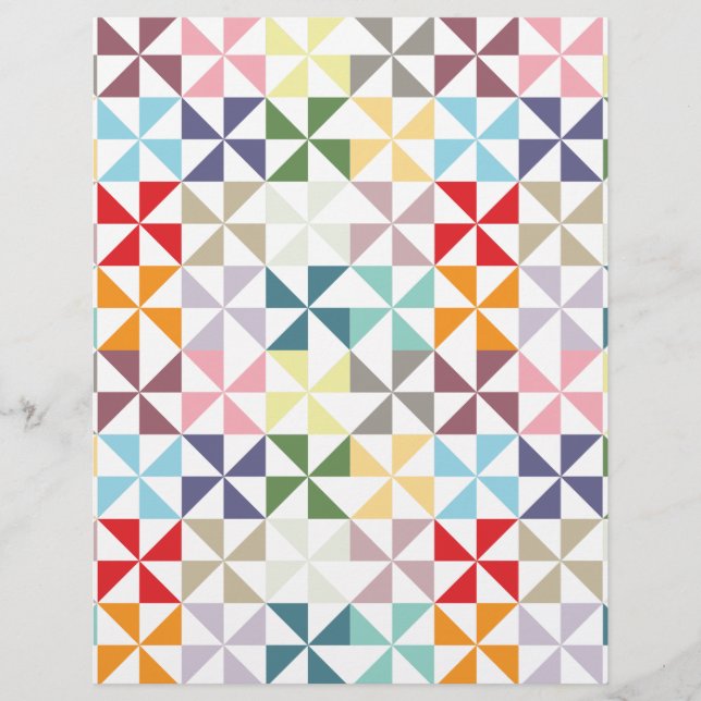 Colorful Geometric Pinwheel Scrapbook Paper (Front)
